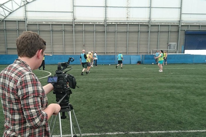 Filming of a football session