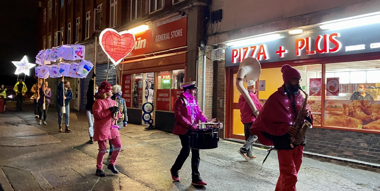 Lantern parade on Filwood high street