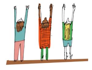 People stretching upwards