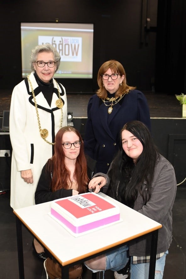 Young people Grace and Kayla at Central Jarrow's celebration event