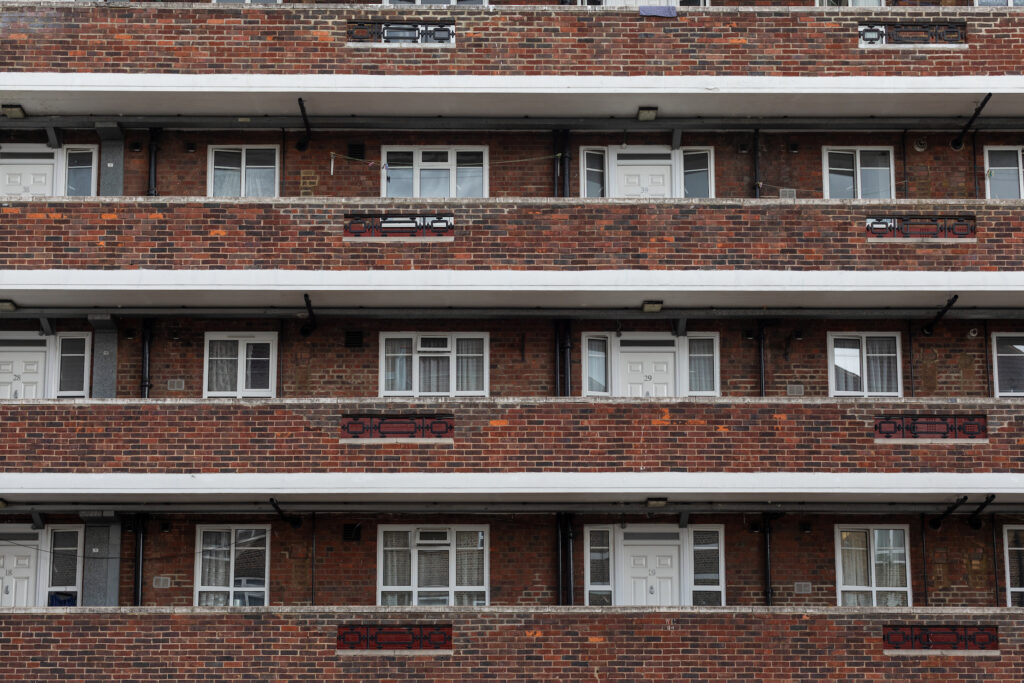 Rows of flats and balconies in a housing estate